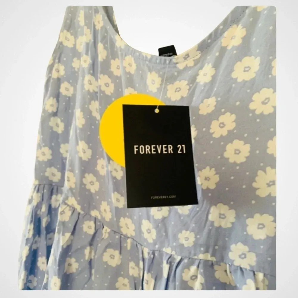 FOREVER 21 Light Blue Babydoll Dress‎ With White Flowers | Small | NWT - Image 5