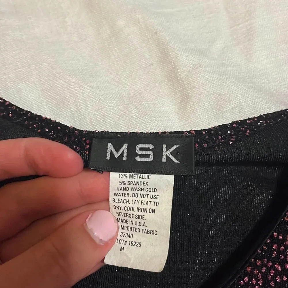 MSK Pink Sparkly Flare Arm Long Sleeve Medium - Image 4