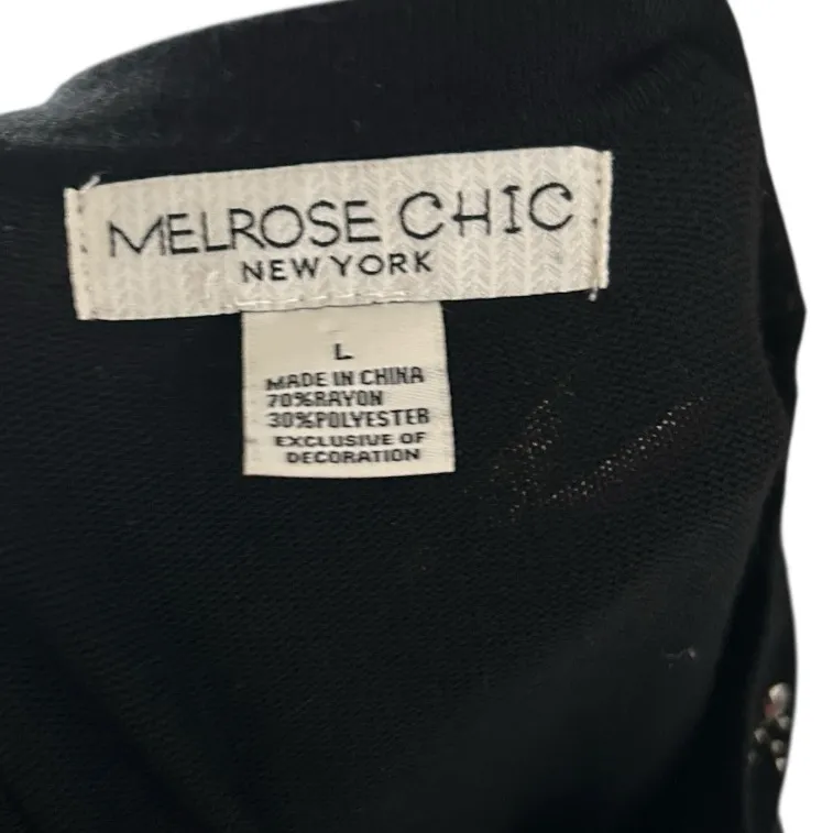 Vintage Whimsigoth Embellished Black Melrose Chic NY Cozy Fall Sweater Dress L Size L - Image 4