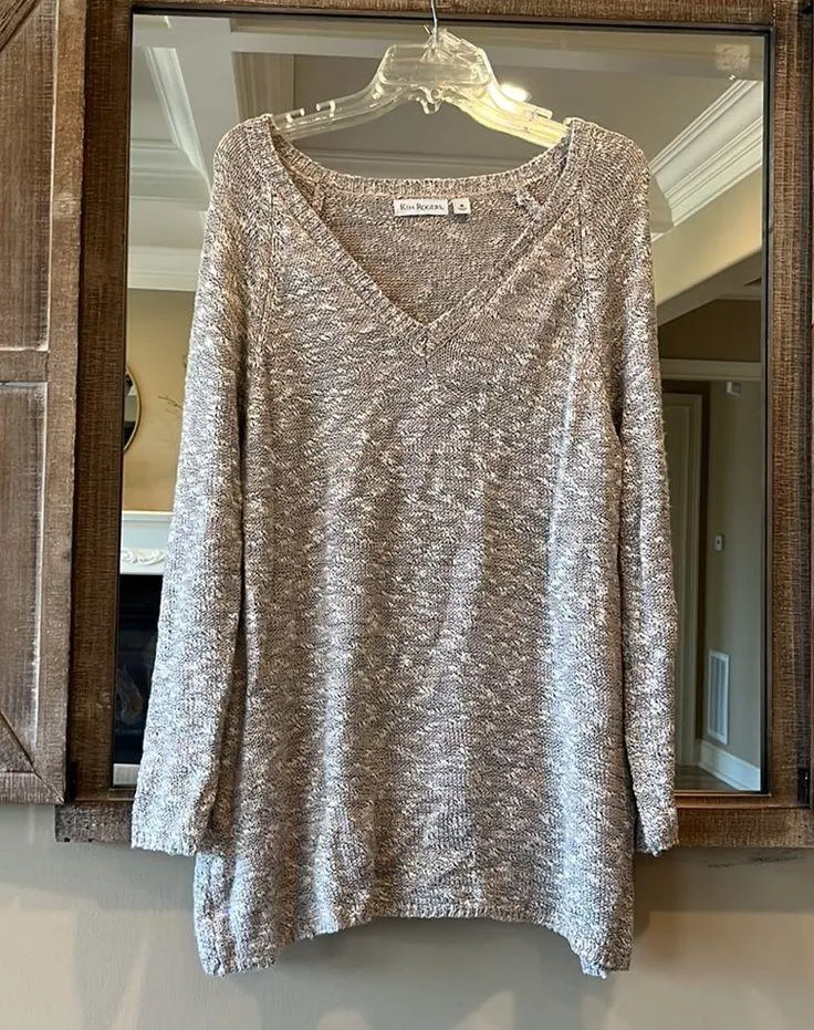 Oversized Cozy Comfy Sweater V Neck Womens medium Short Dress Tunic - Image 4
