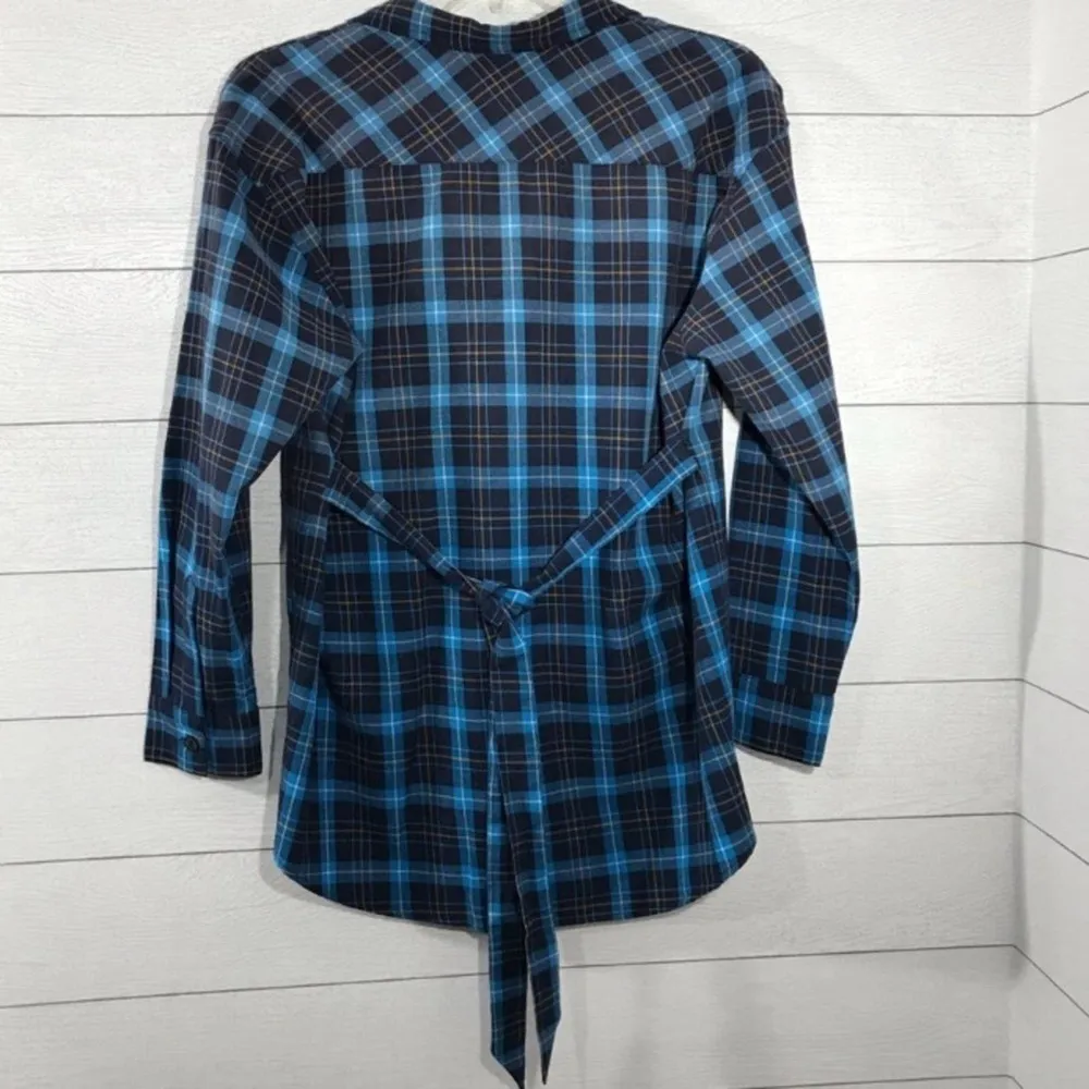 PAM & GELA Blue and Black Plaid Long Sleeve Shirt Size Small NWT - Image 40