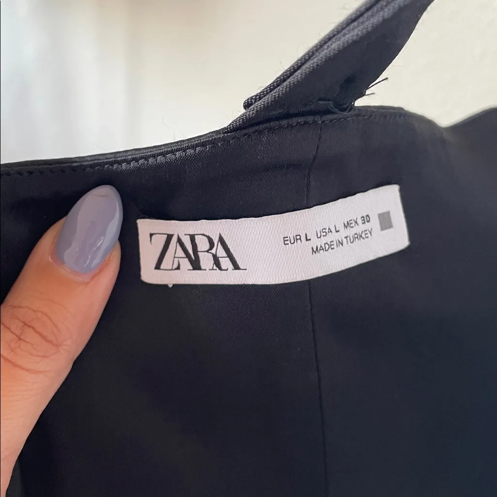 Zara Black Satin Corset Bustier Top | Size L | Zip Back - Image 9