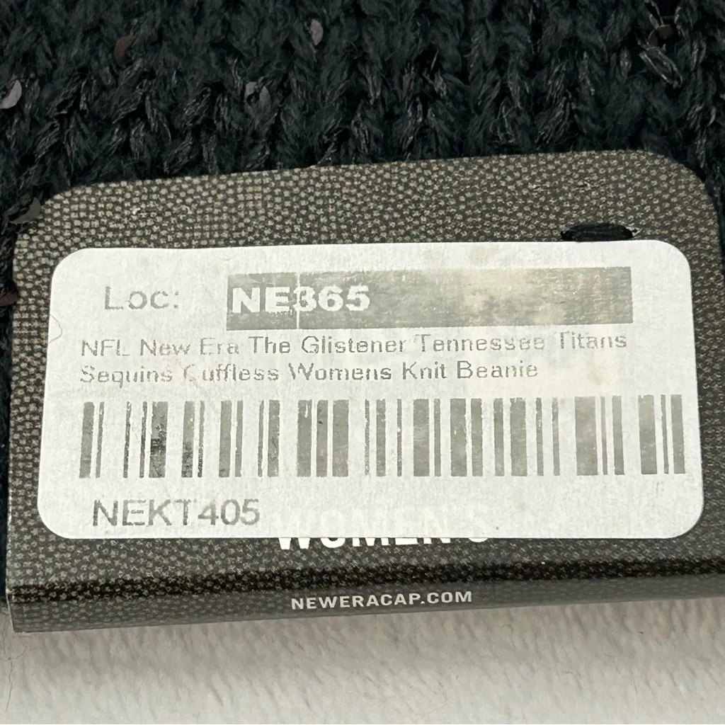 Tennessee Titans NFL New Era The Glistener Cuffless Sequins Knit Winter Beanie Black - Image 5