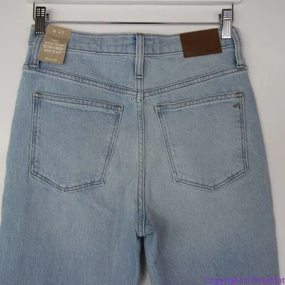 NEW Madewell High-Rise Slim Crop Boyjean in‎ Dumas Wash: Ripped Edition, 25 - Image 8