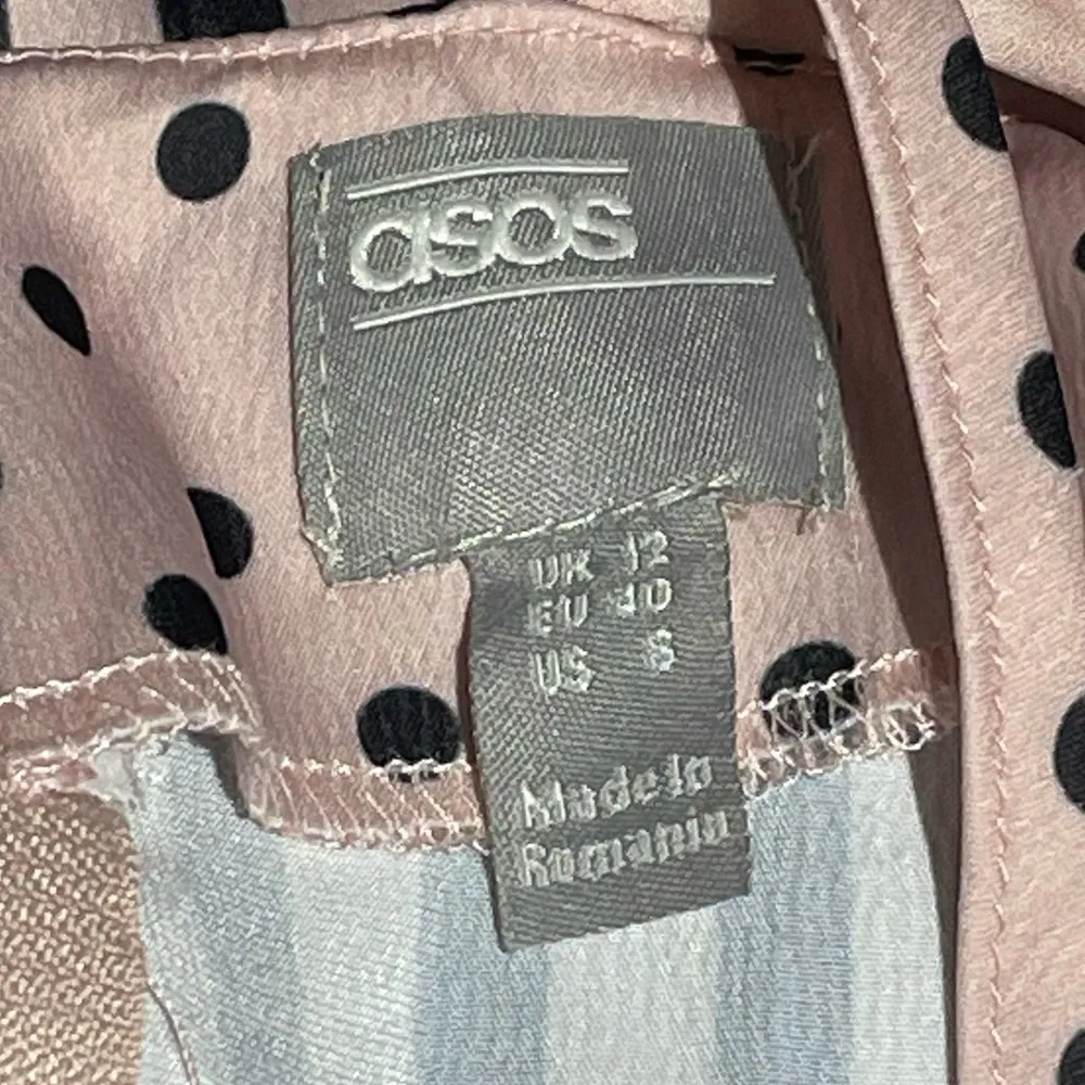 ASOS Polka Dot and Stripes Midi Plunge Vneck Dress Pink Black Size 8 - Image 7