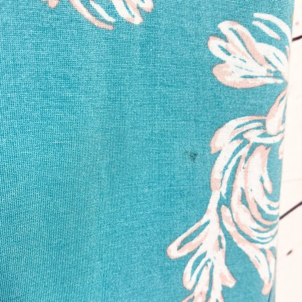 Joan Vass Teal Blue Floral Summer Maxi Dress Size Small - Image 6