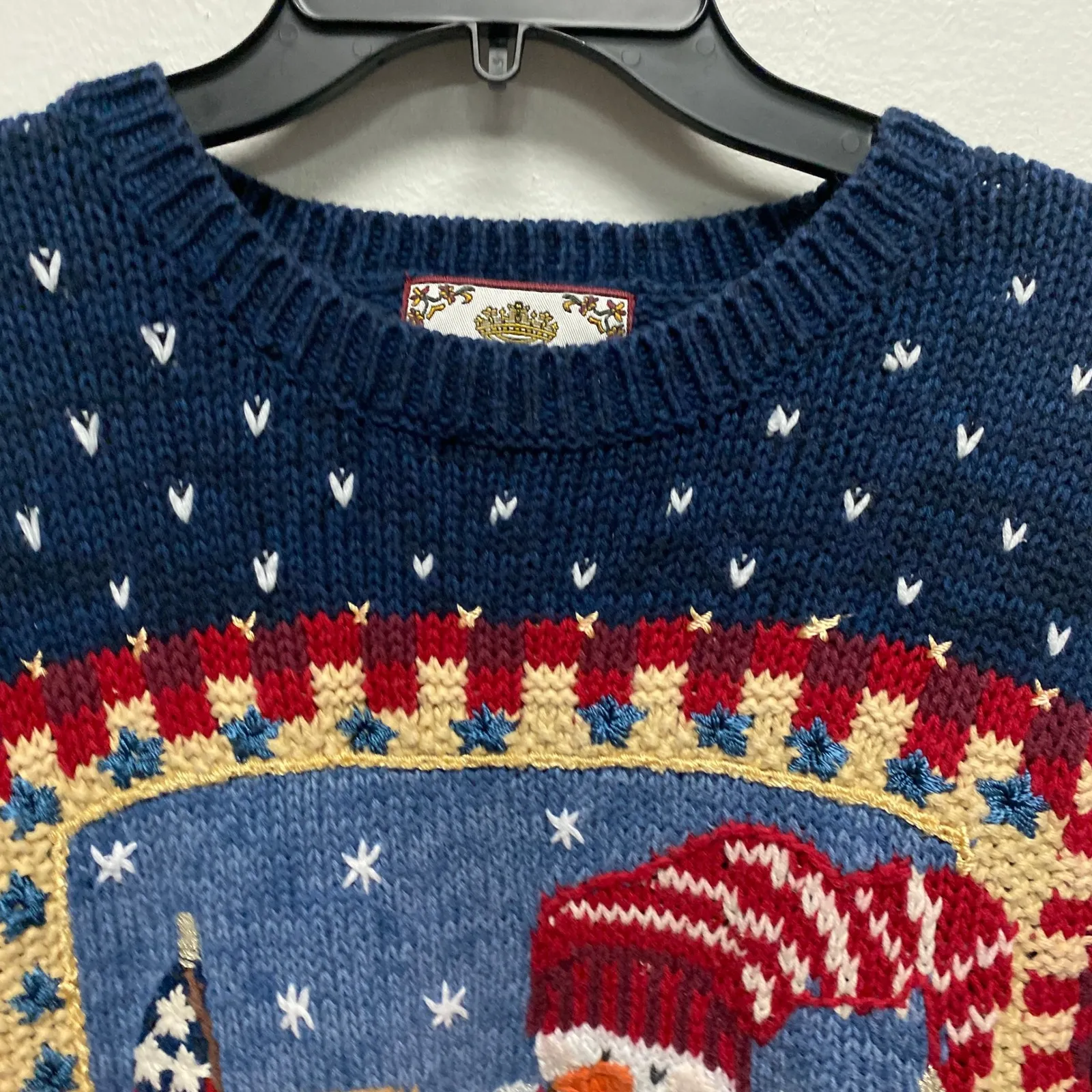 Tiara International Knit Ugly Christmas Sweater Snowman American Flag Medium - Image 6
