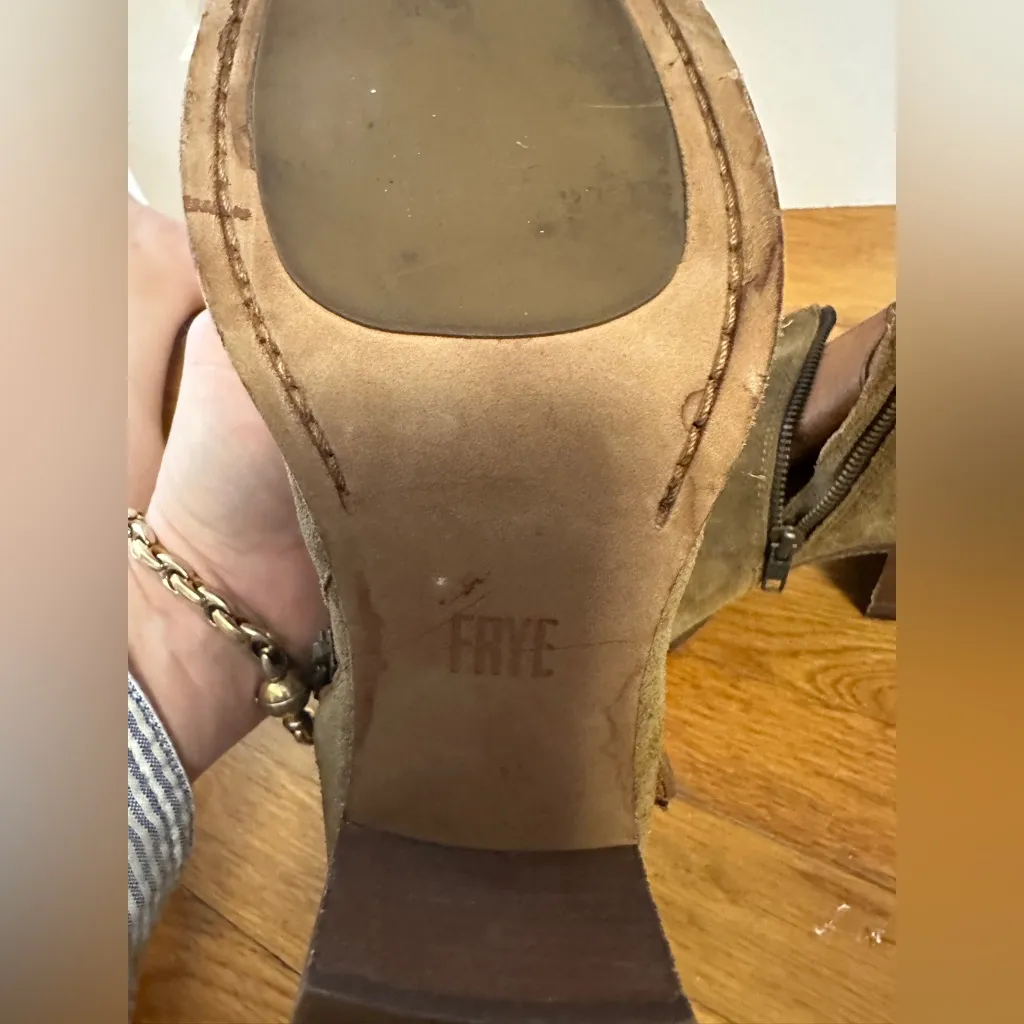 Frye Women's Nora Stud Zip Short Booties in Sand, Size 10B 3" Heel Brown - Image 6