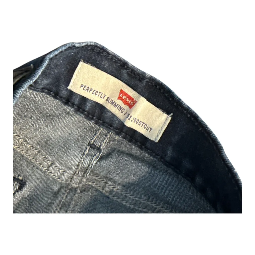 Levi's Perfectly Slimming / 512 Bootcut Dark Blue Jeans with Rhinestone Design - Image 4