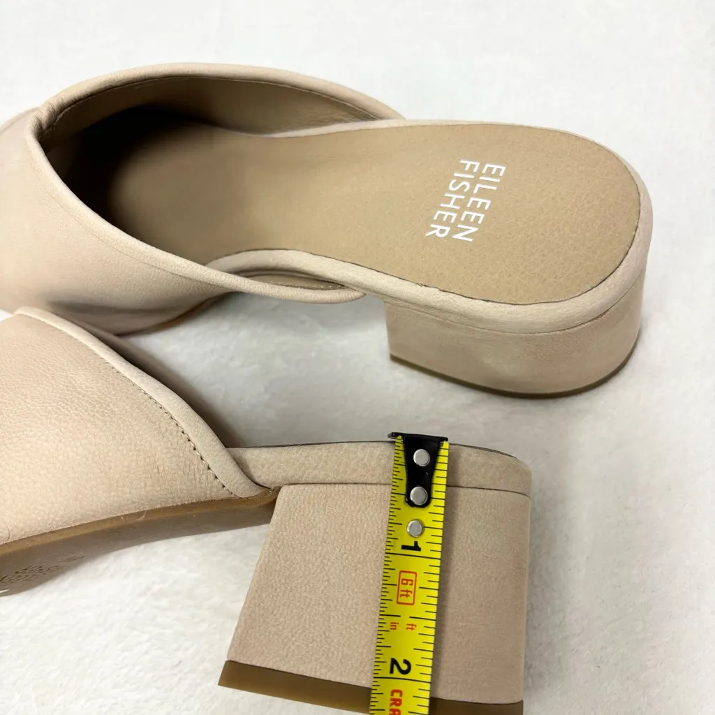 Eileen Fisher Fala tumbled nubuck mule heels tan- beige color open toe size 8.5 - Image 7