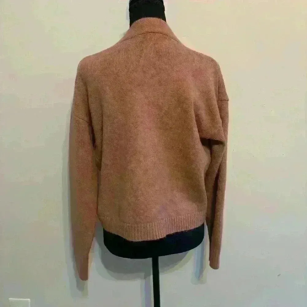 Fuzzy Cropped Oversized Grandpa Sweater with Daisy Buttons Size XS Altard State - Image 2