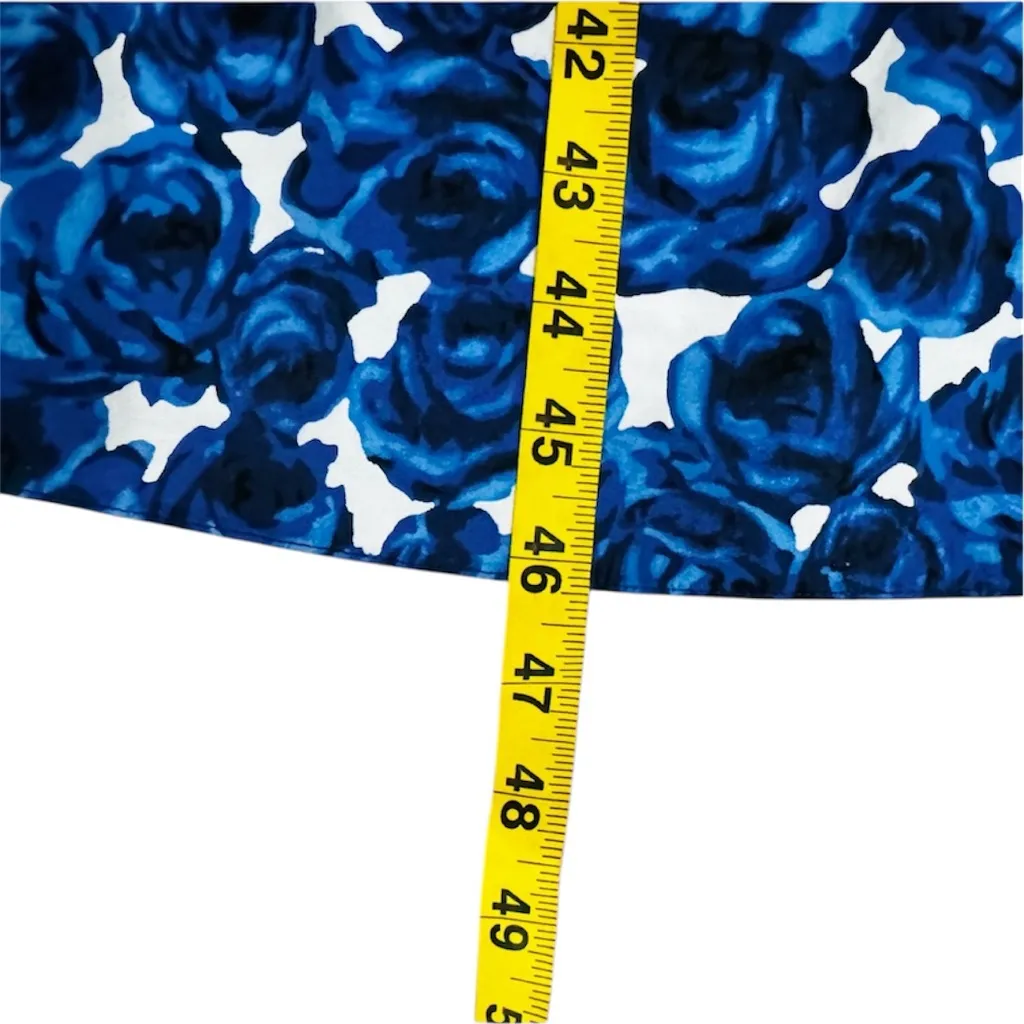 Carolina Herrera cotton Blue and White Floral Long Sleeve self-tie belt Dress - Image 11