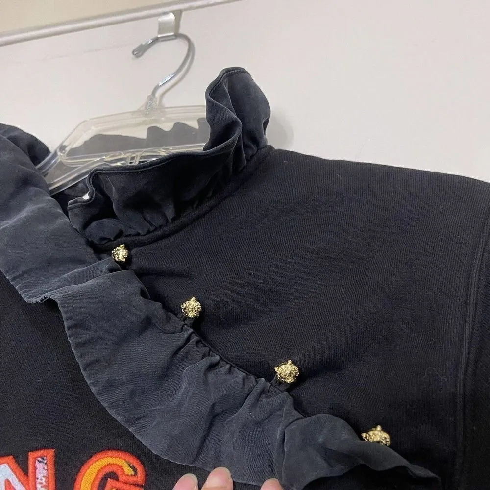 KENZO HM Ruffle neck black knit sweater size small Black - Image 3