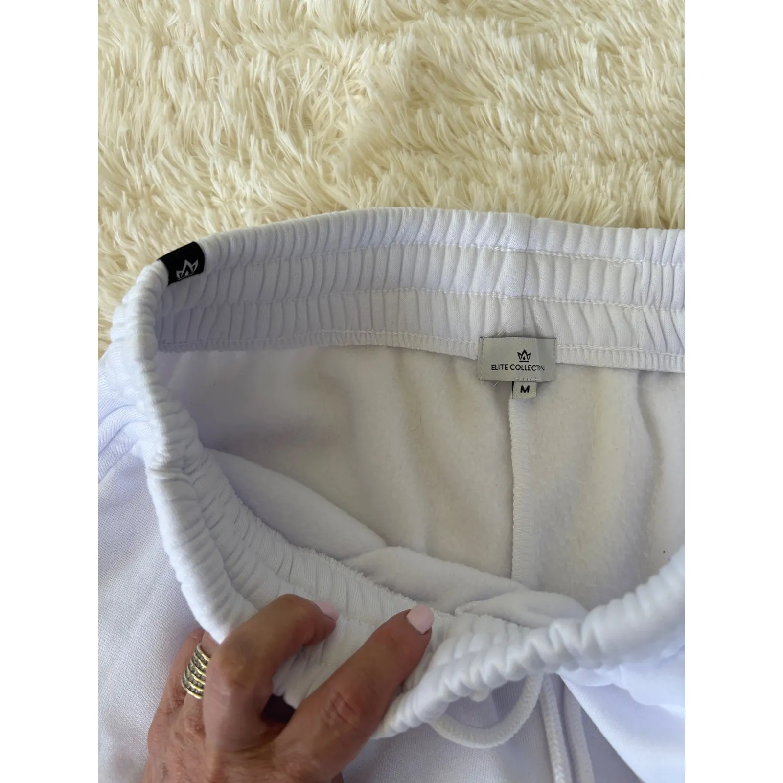 Elite‎ Collection White Sweatpants Drawstring Waistband Casual Loungewear Size M - Image 2