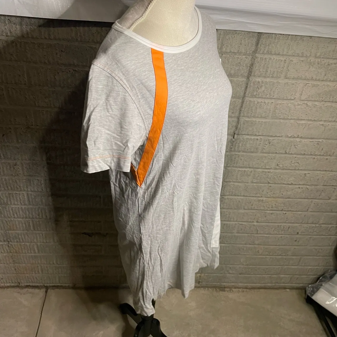 LISA TODD Womens Light Grey Orange‎ White Striped Tee Shirt Dress Size Medium Gray - Image 3