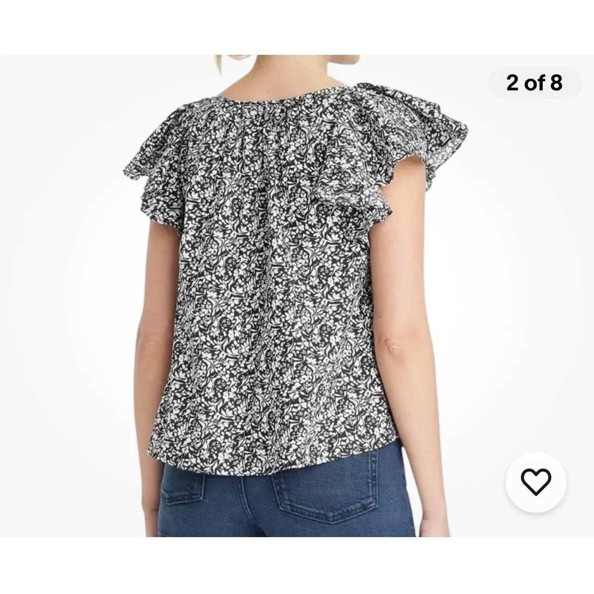 Floral Ruffle Sleeve Smocked Blouse BlackWhite‎ Flowy Universal Threads Size M - Image 2