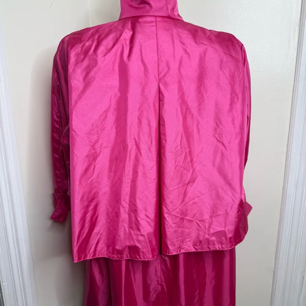 Vintage 80s J. Gallery Bright Pink Long Coat Jacket Raincoat Women’s Size 5/6 - Image 9