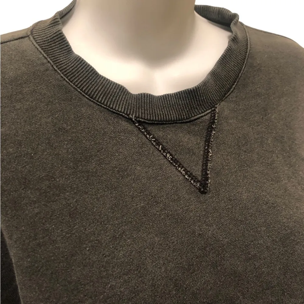 7 For All Mankind Ruffled Shoulder Crop Sweatshirt Sz. S Gray Raw Seams Casual - Image 4