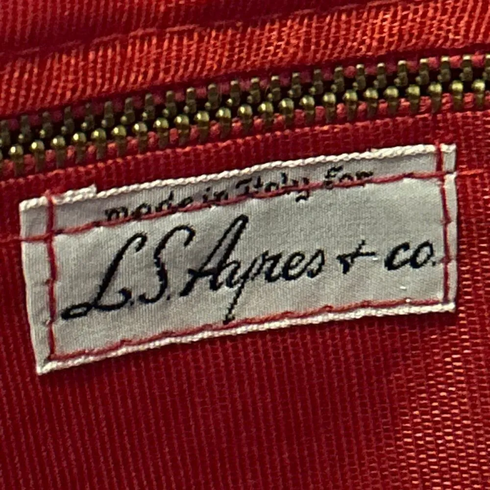 LS Ayers Vintage Purse Red Woven Straw Vintage Rainbow Made in Italy Striped - Image 5