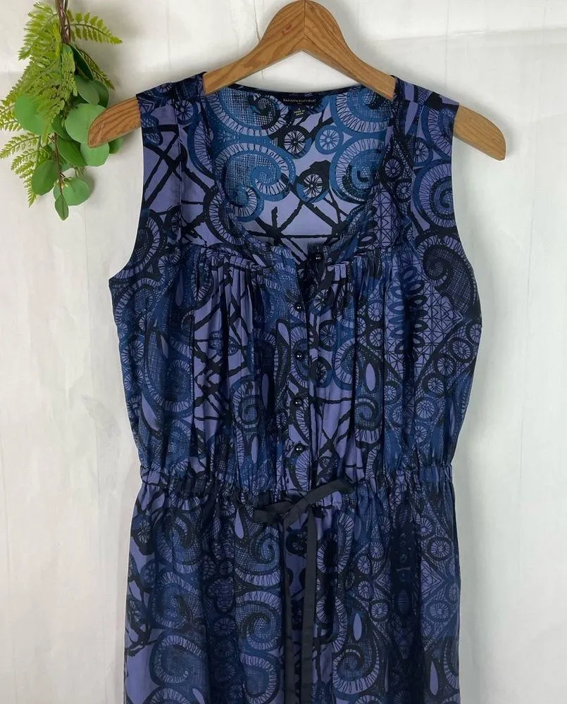 Banana Republic Blue Abstract Paisley Midi Dress - Image 2