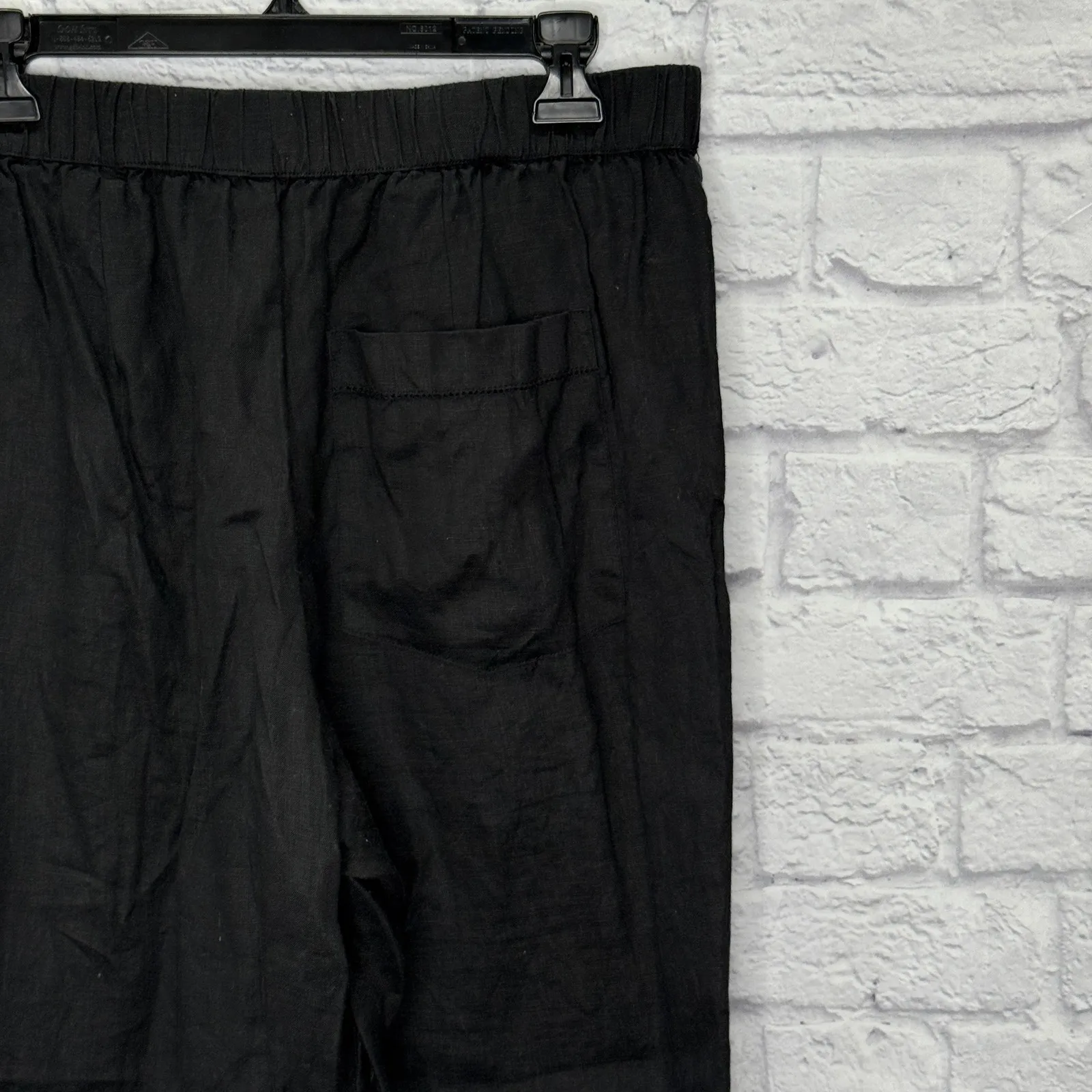 Trovata Birds of Paradis Womens Pleated Linen Pants Size L Black Wide Leg Pocket Size L - Image 5