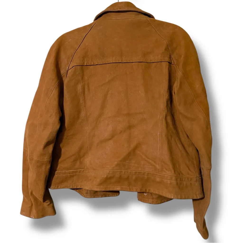 FOSSIL large 100% lamb leather button up jacket bohemian casual coat preloved - Image 5