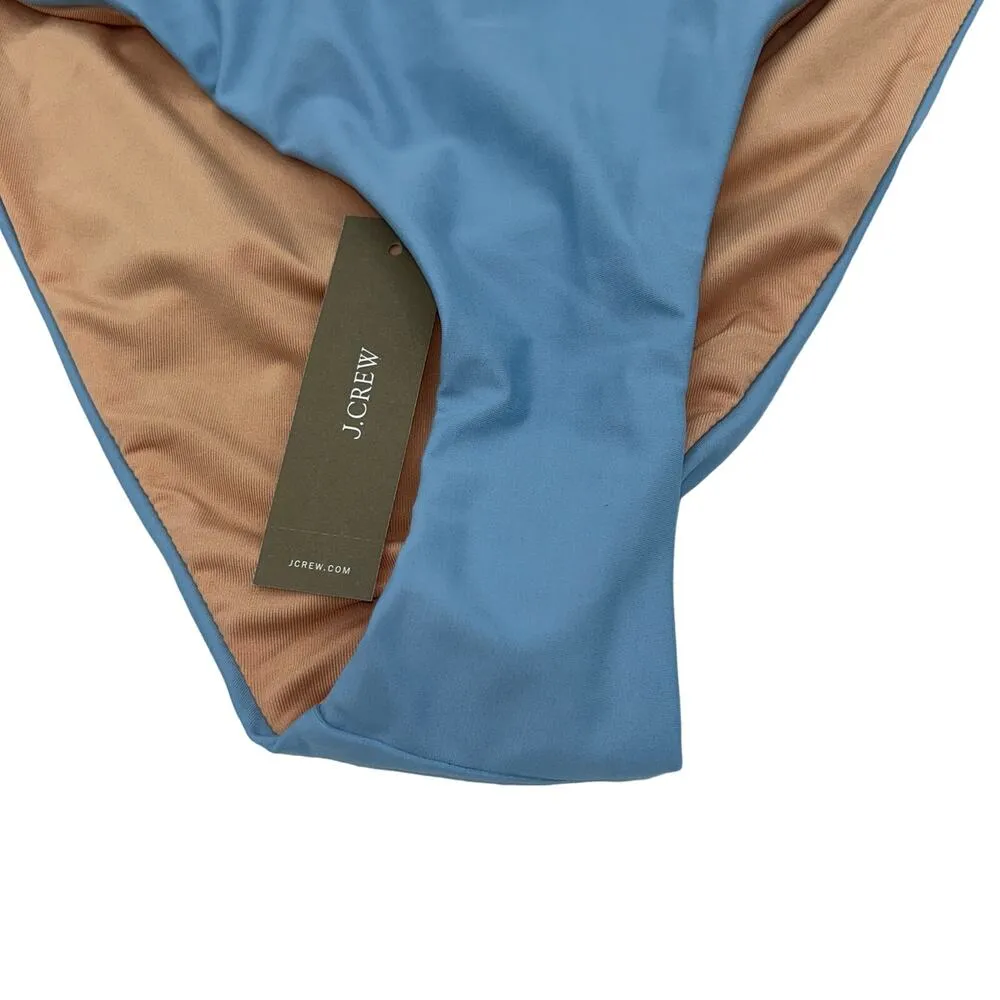 New NWT J. Crew Blue Cheeky High Cut Curved Waist Bikini Suit Swim Bottom Medium - Image 5