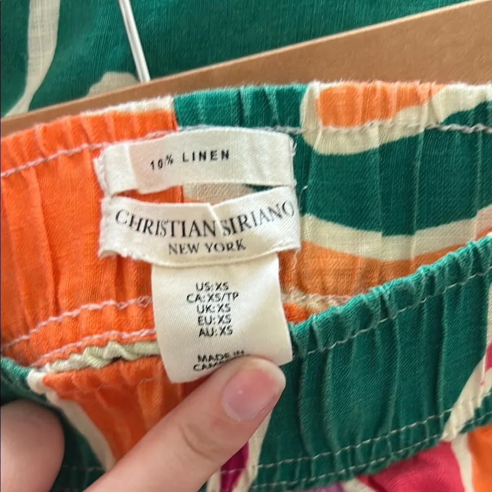Christian Siriano Multicolor 100% linen pants Orange Size XS - Image 4