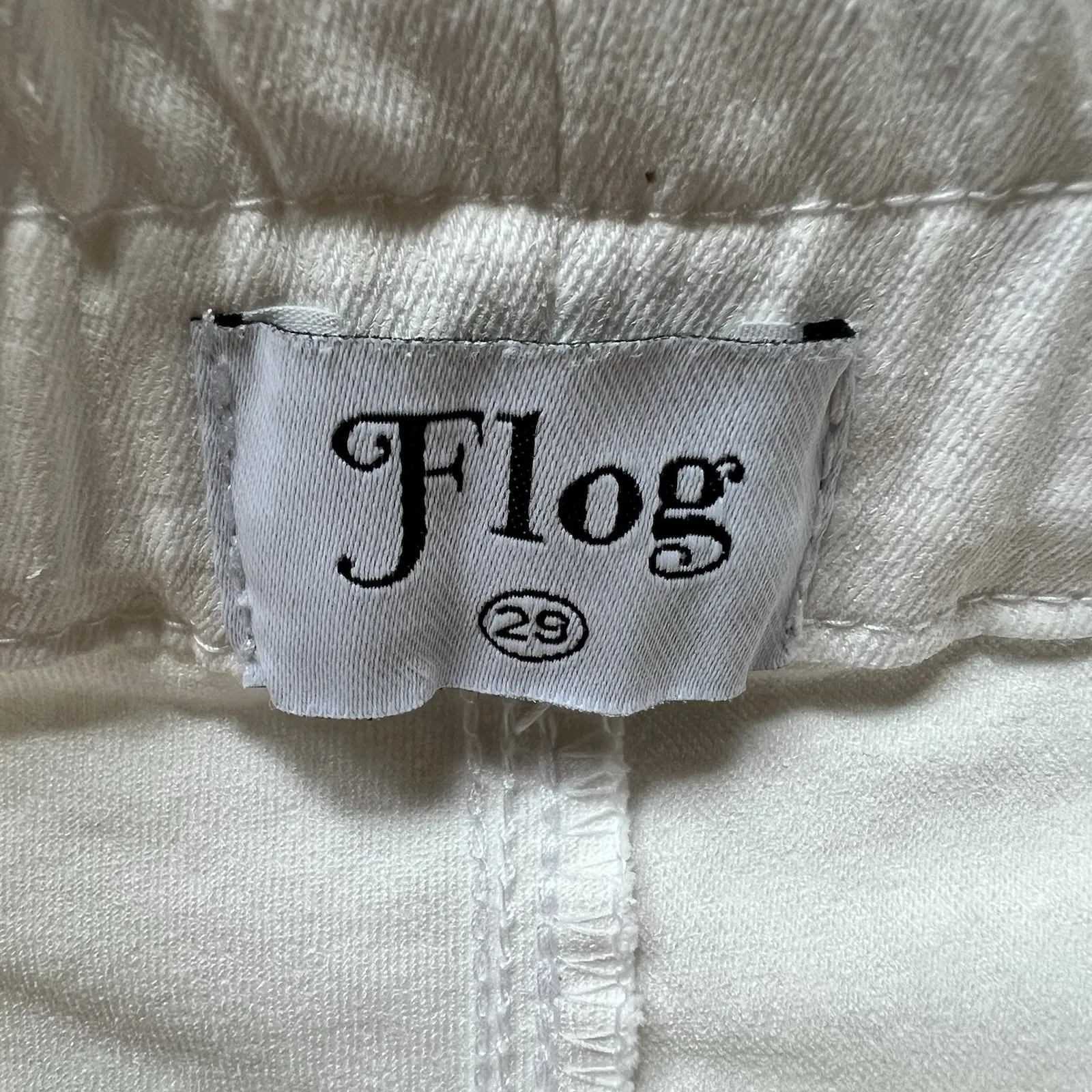 Bevy‎ Flog White On White Croco Print Pull On Pants With Pockets Size 29 - Image 7