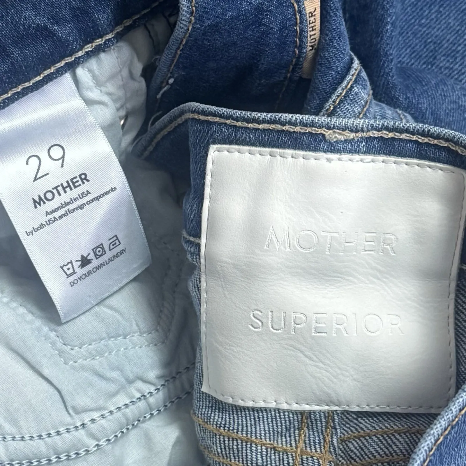 Mother Superior The Weekender Flare Leg Jeans Mid Rise Blue Denim Capsule 29 - Image 8