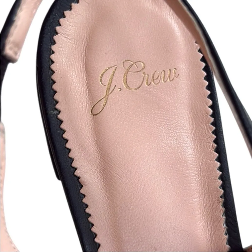 EUC J. Crew Leather Gwen Sling Back Gold
Studded Bow Flats Black Size 8 - Image 4