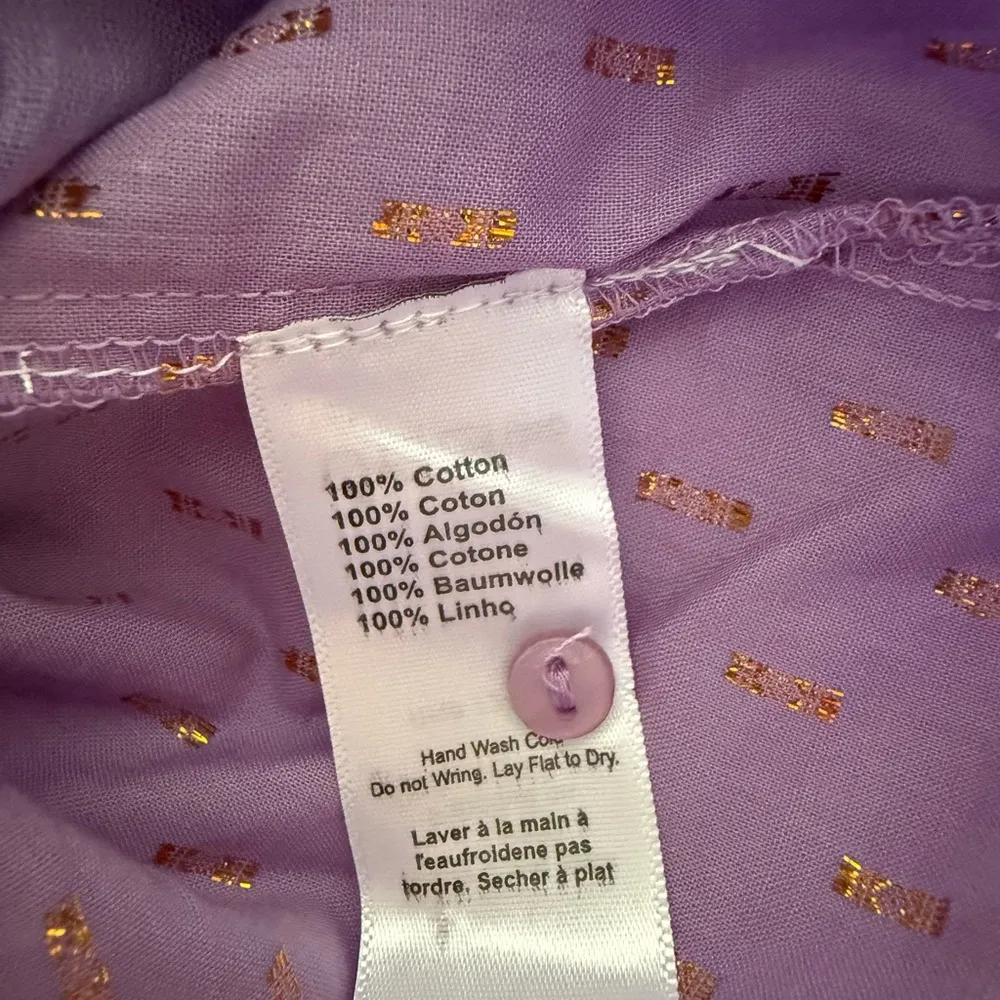 Emerson Fry India Collection Emmaline Lavendula Gold Dot Blouse size large Purple - Image 9