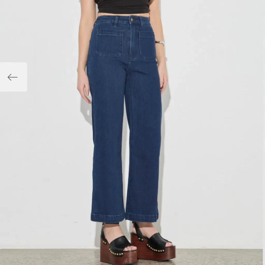 Rolla's Dark Stone High Rise Wide Leg Sailor Jeans Sz 27 Blue - Image 3