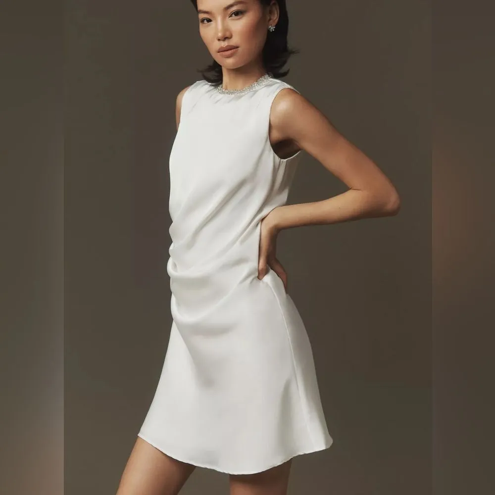 NWT IEENA for Mac Duggal Rhinestone Neckline Draped Mini Dress‎ size 4 - Image 2