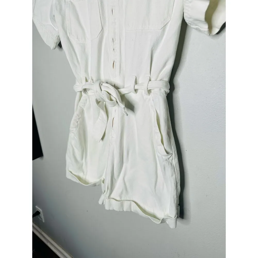 A. P. C. White Denim 100% Cotton Short Romper Combinaison Hills Romper Size 40 - Image 9