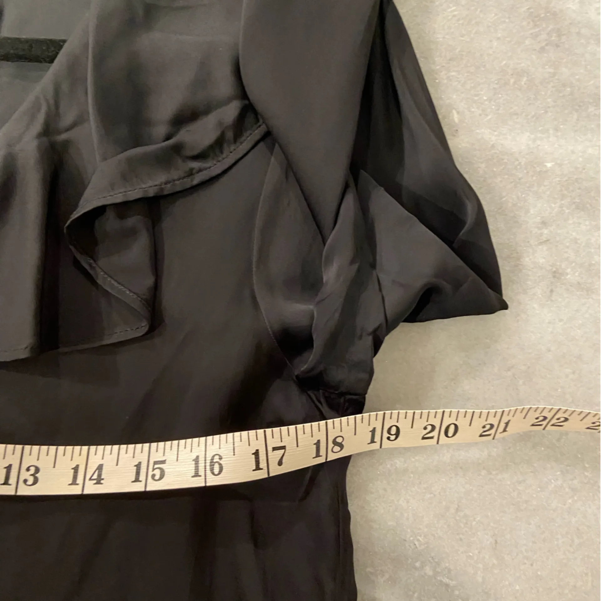 NWT J. Crew Size S Goldie Top Black Satin Long Sleeve Ruffle Collar Tie Front - Image 10