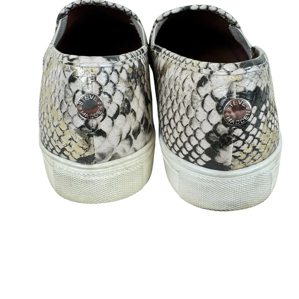 Steve Madden Safary Snakeskin Print Slip On Fabric Rubber Sole Sneakers Size 7.5 - Image 3