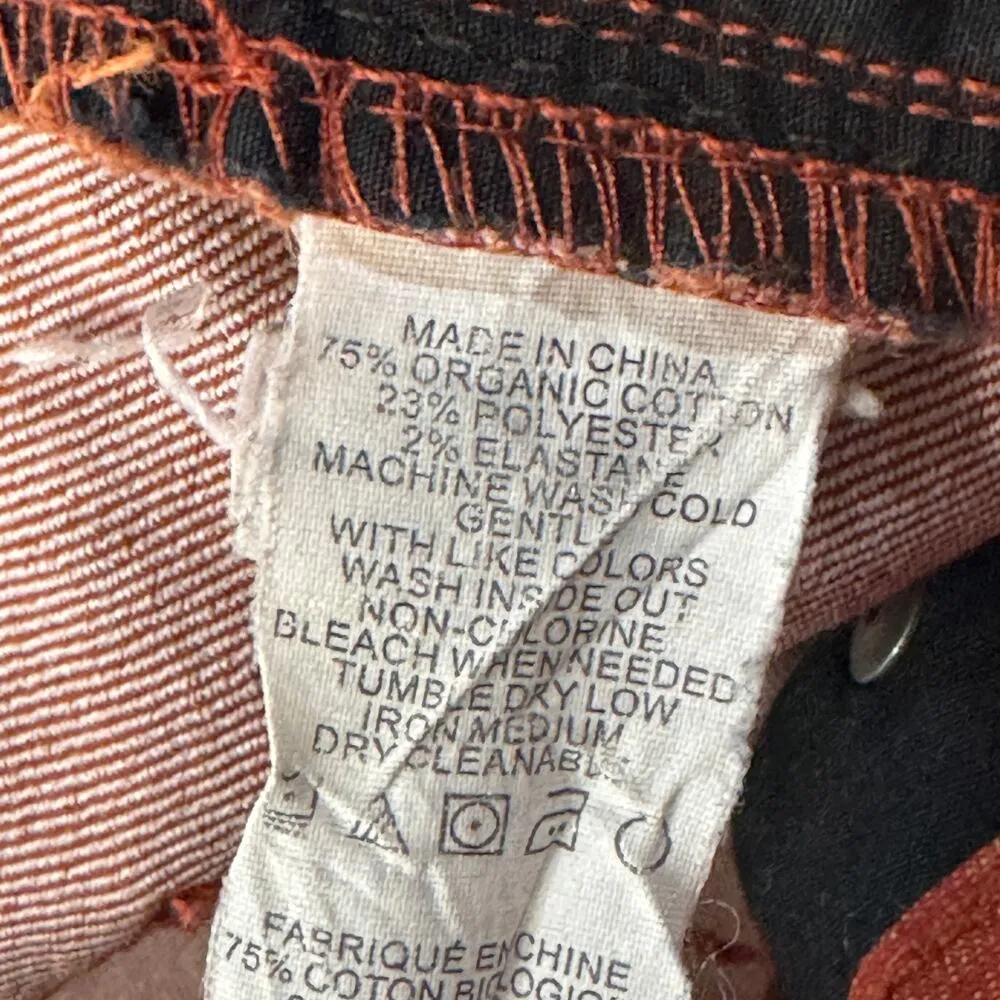 PrAna SZ 6/28 Jeans Stretch Mid-Rise Pockets Straight Leg Geometric Rust Red - Image 9