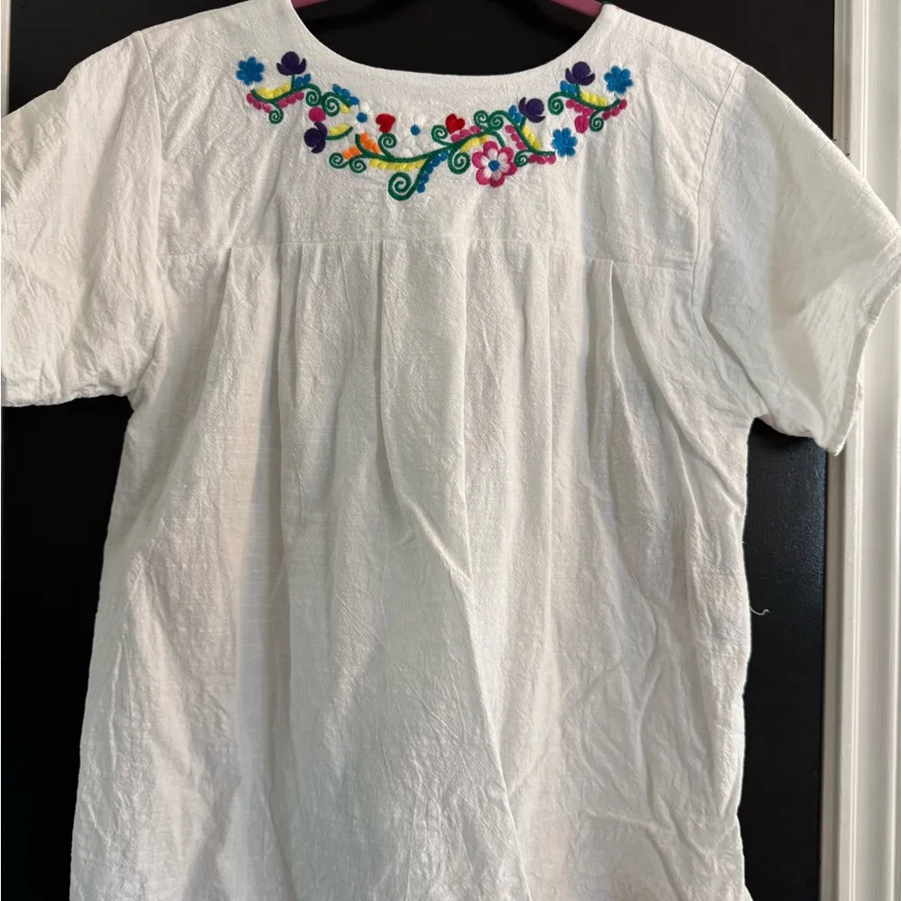 YZXDORWJ Women's Embroidered Mexican Peasant Blouse Mexico Summer Shirt White Size XL - Image 6