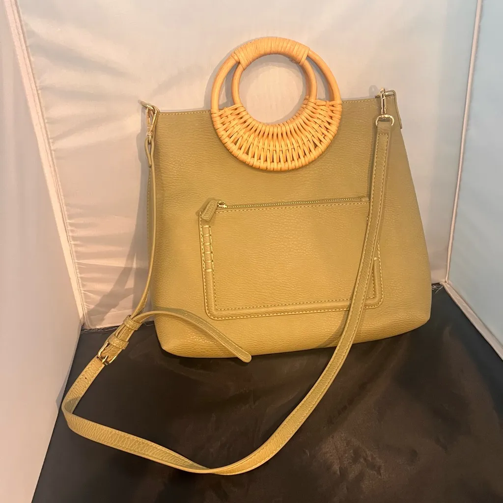 Antik Kraft Purse Vegan Rattan Sage handle shoulder strap snap in Accessory Bag - Image 5