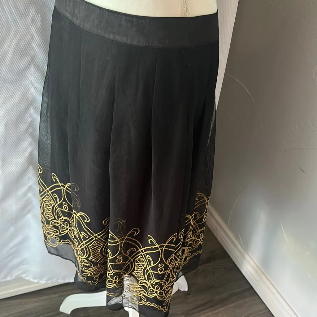 Apostrophe Black and Gold Embellished A-Line Skirt - Image 4