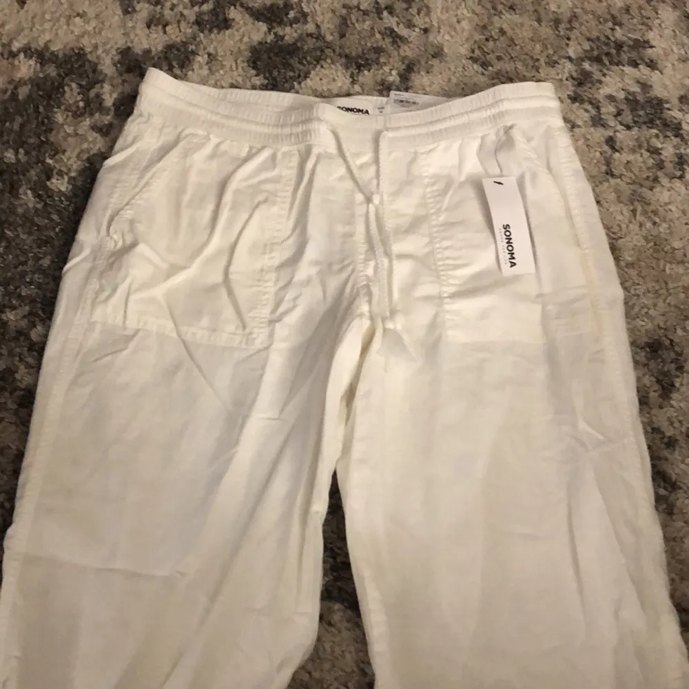 NWT Sonoma White Linen Pants, size medium - Image 2