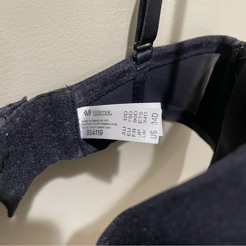 Wacoal Underwire Bra Black Women Size 34D Full Coverage Supportive - Image 4