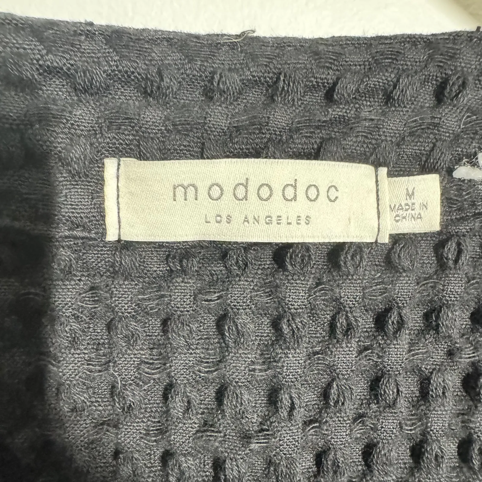 Mododoc Cardigan Women M Black 100% Cotton Waffle Lagenlook Minimal Modest Top Size M - Image 4