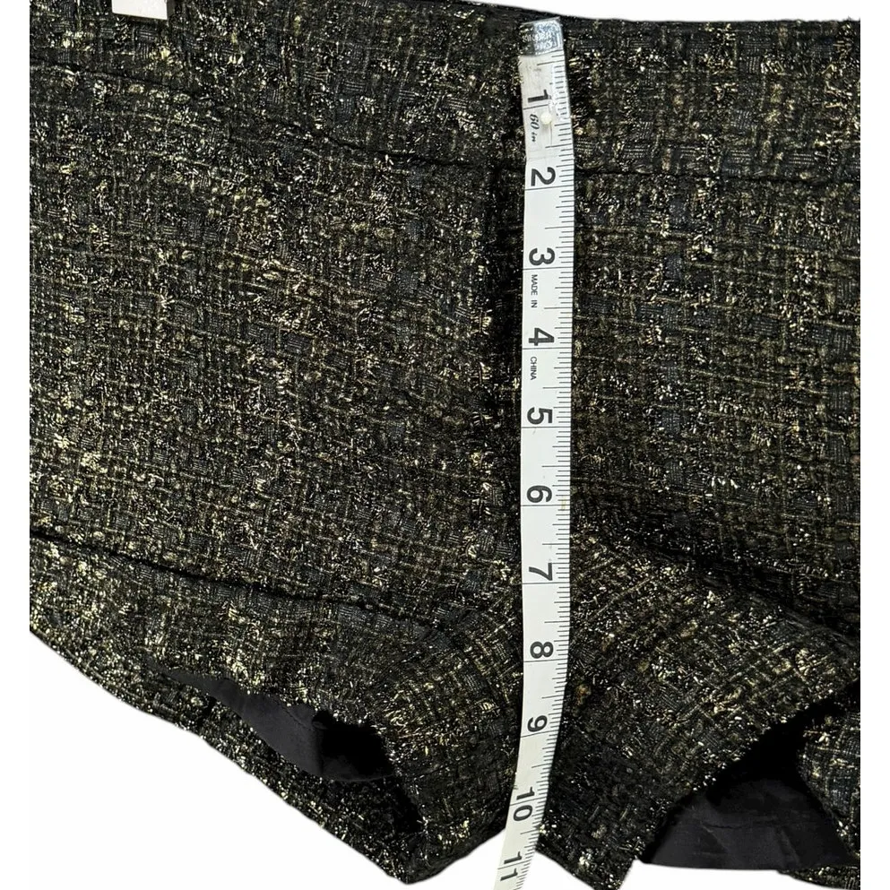 Express Metallic Tweed Shorts Womens 6 Black Gold Pockets Cuffed Lined Chic Y2K - Image 8