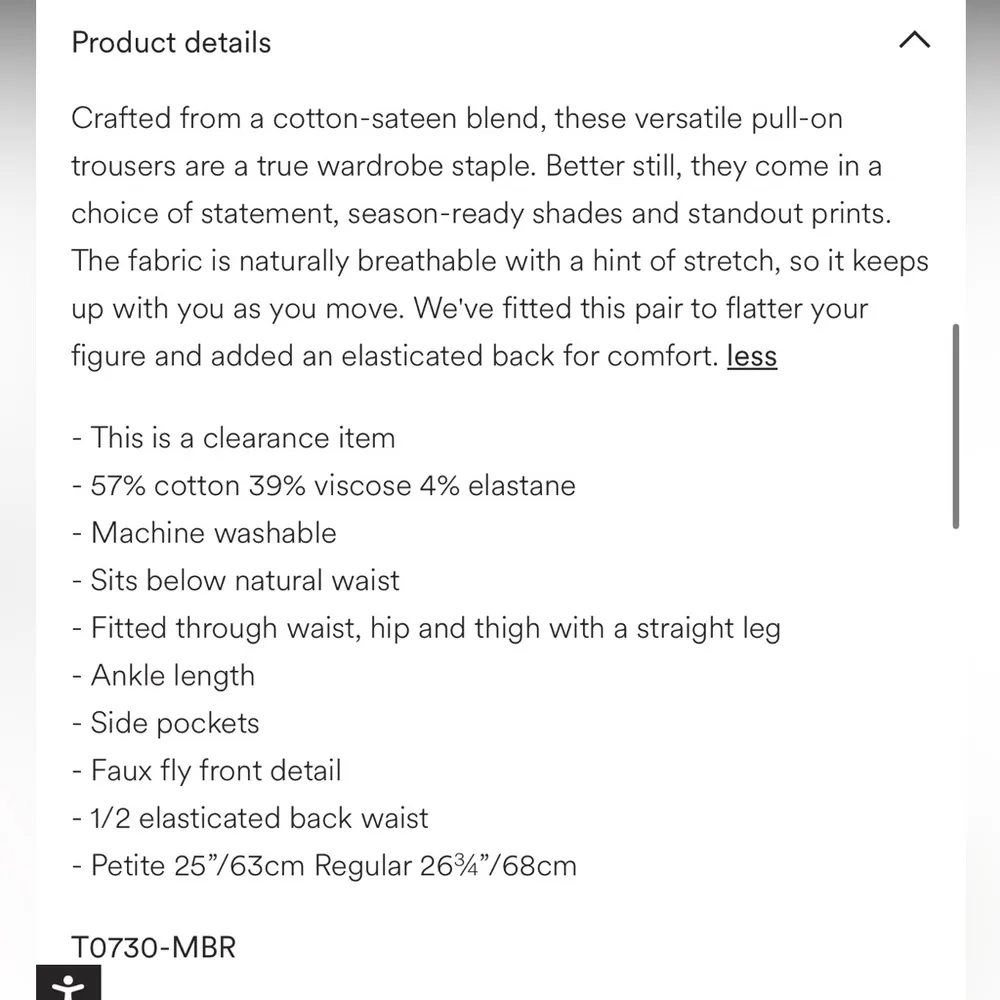 NWOT Boden Pull On Ankle Trousers Red Oak Summer Paisley Brown White Straight 10 - Image 2