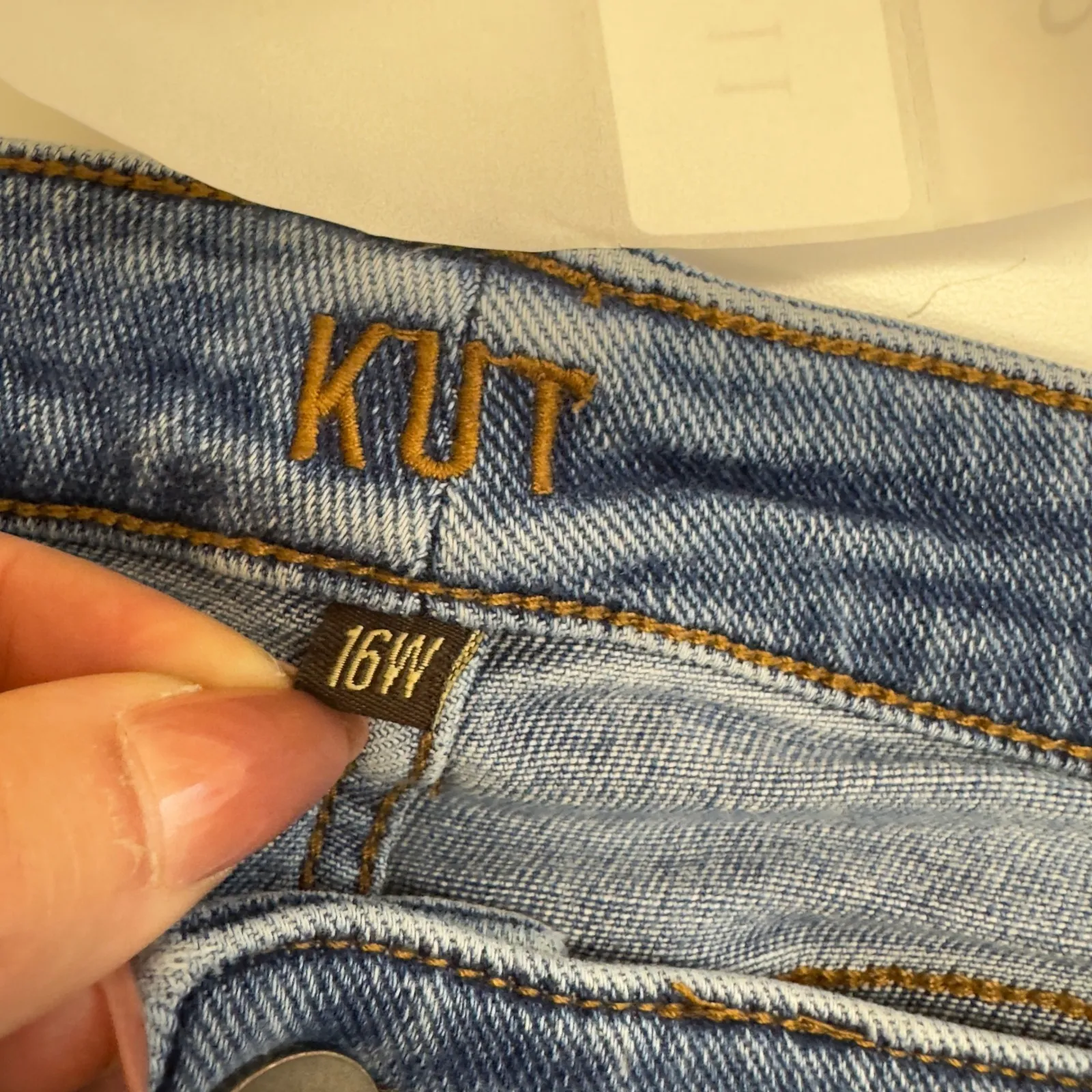 KUT from the Kloth Jeans Womens 16W Blue Distressed Slim Straight Leg Denim - Image 4