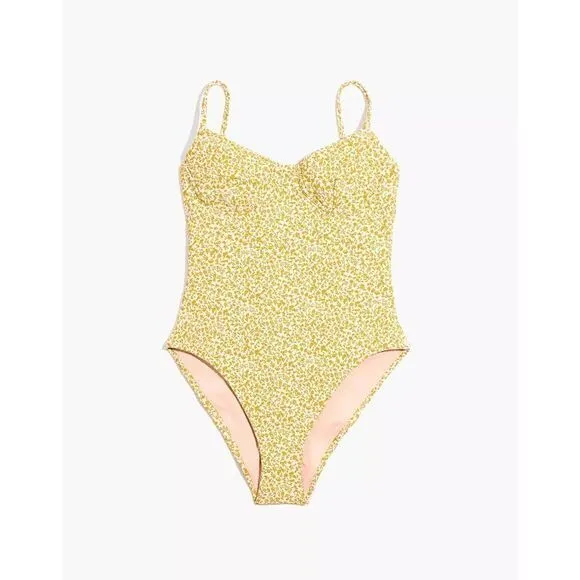 NEW Madewell Second Wave Floral‎ Jacquard Seamed One-Piece Swimsuit XXL - Image 4