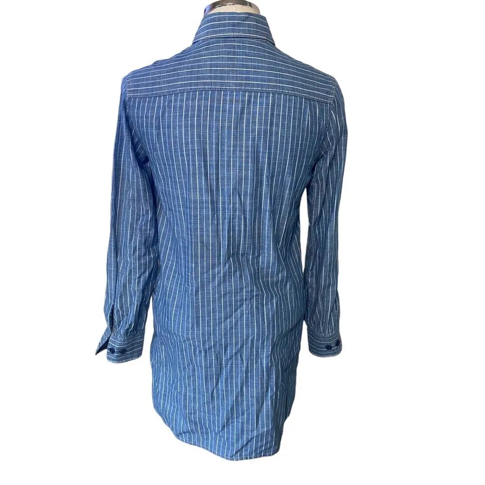 Lucky Brand Stiped Chambray Denim Jean Long sleeve Button Down Shirt Dress XS - Image 4