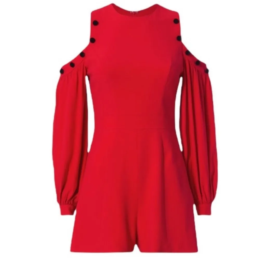 Alexis Asher Romper in Red with black Pom Pom - Image 4